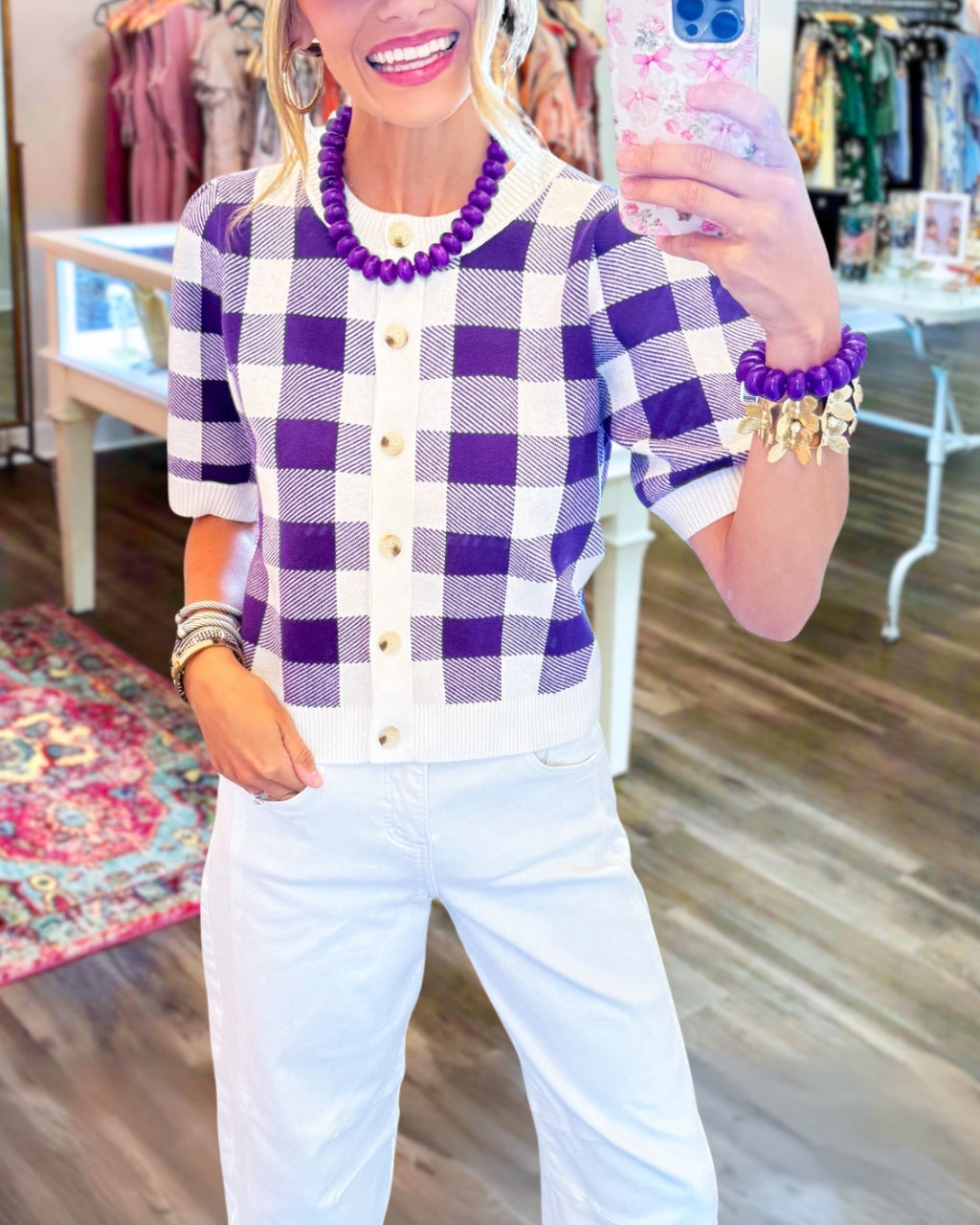 Puff Sleeve Gingham Crop Top