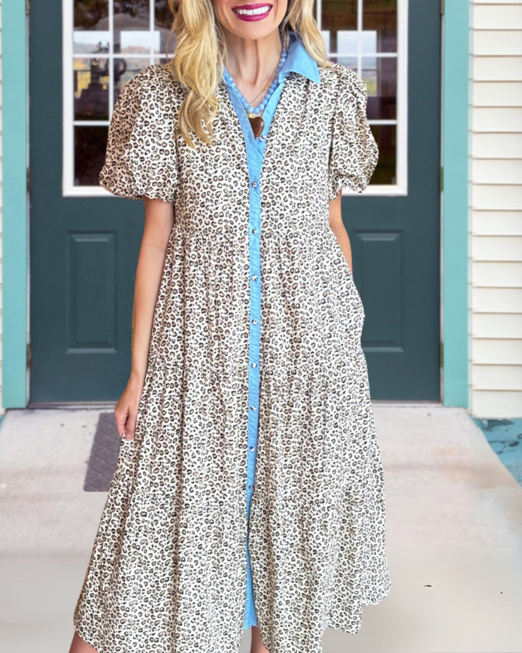 Leopard Satin Maxi Dress