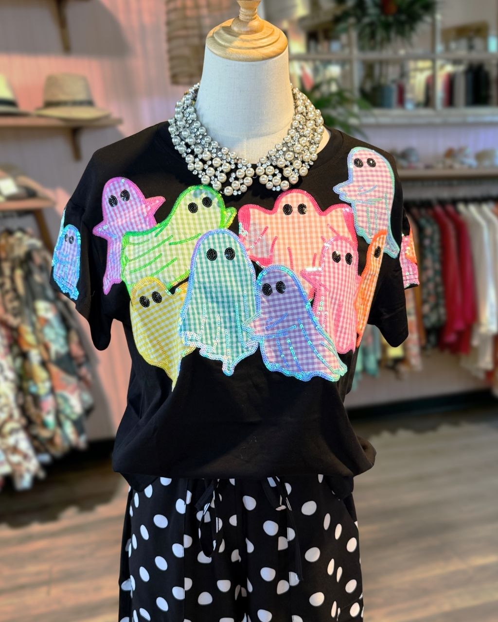 Multicolor Ghost Sequin Patch T-Shirt