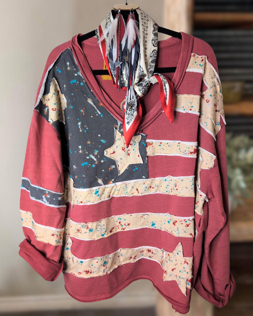 Artistic Flag V-neck Pullover