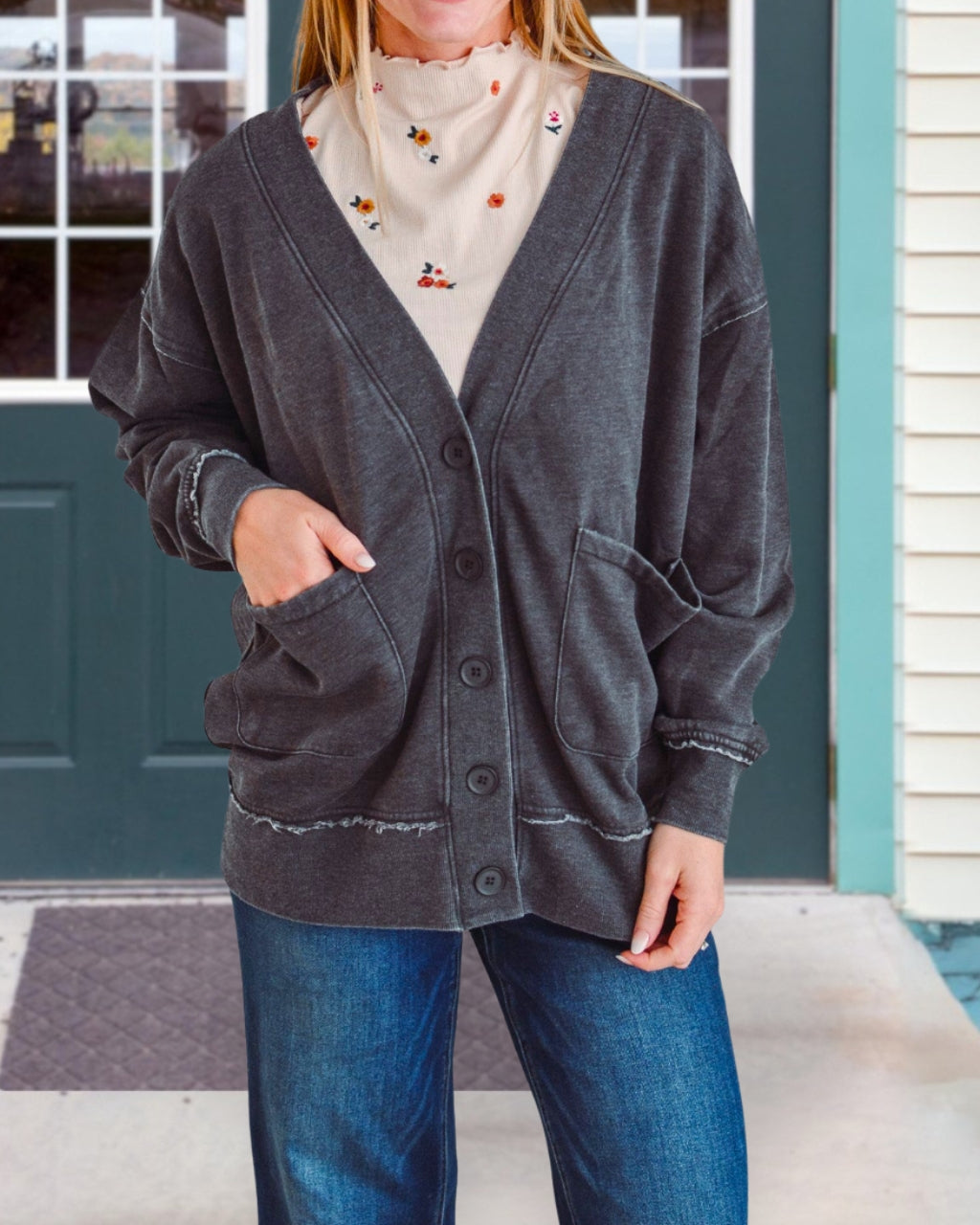 Cozy Versatile Washed Cardigan