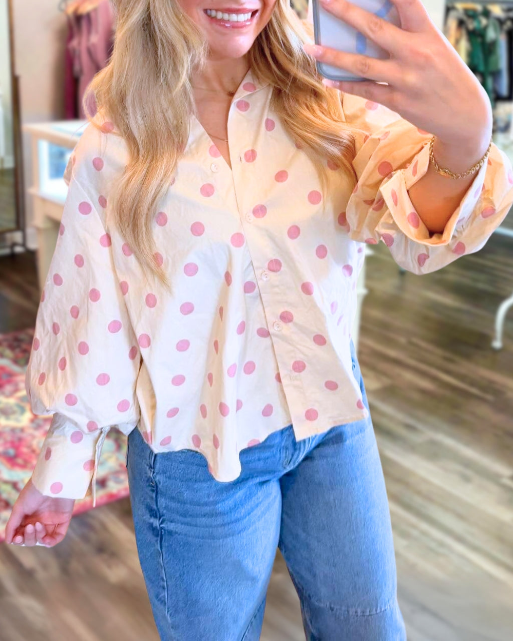 Stylish Polka Dot Poplin Shirt