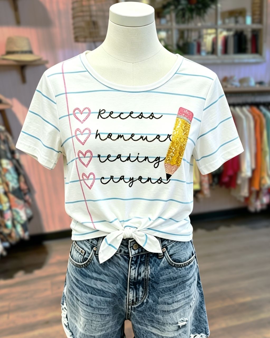 Pencil Glitter Heart Tee