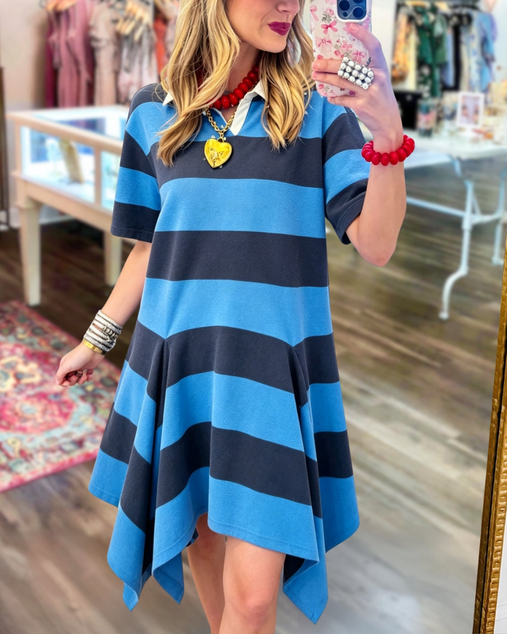 Unique Hem Striped Dress
