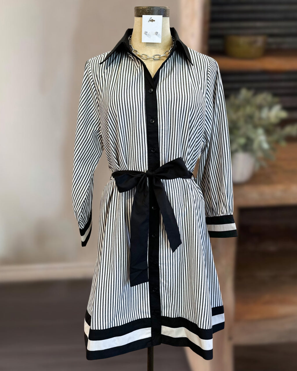 Elegant Classic Striped Dress