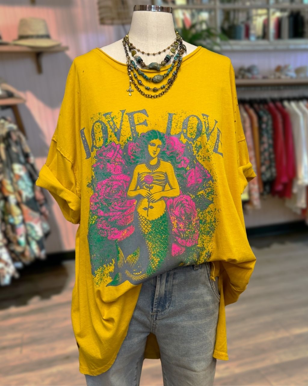 Oversized Love Mermaid Pattern Top