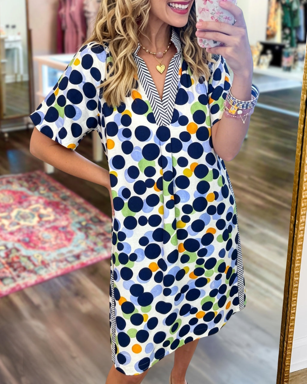 Colorful Polka Dot Satin Dress