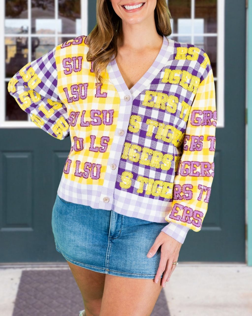 Tiger Game Day Embroidered Sequin Cardigan