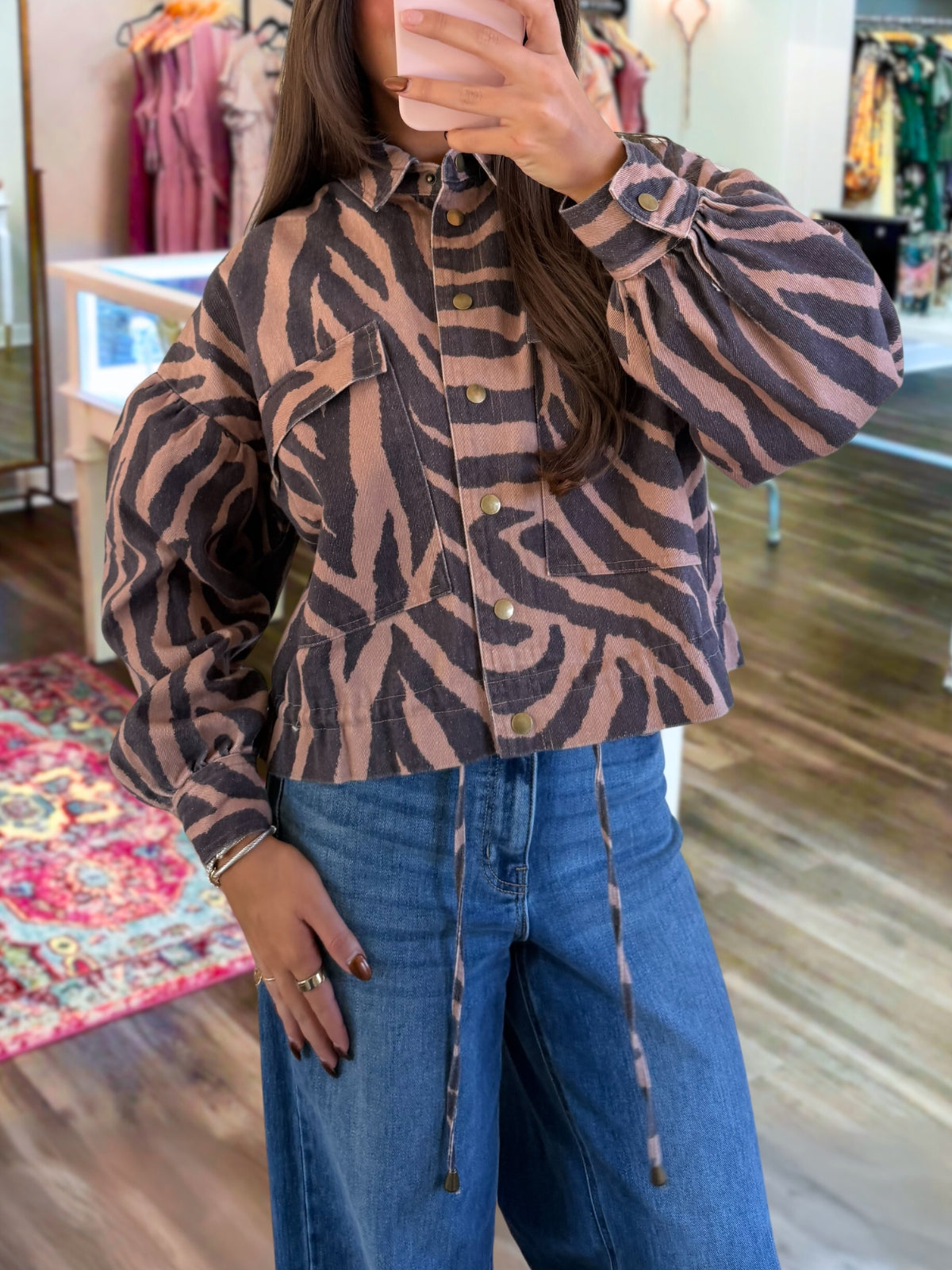 Fashionable Zebra-Print Short Jacket