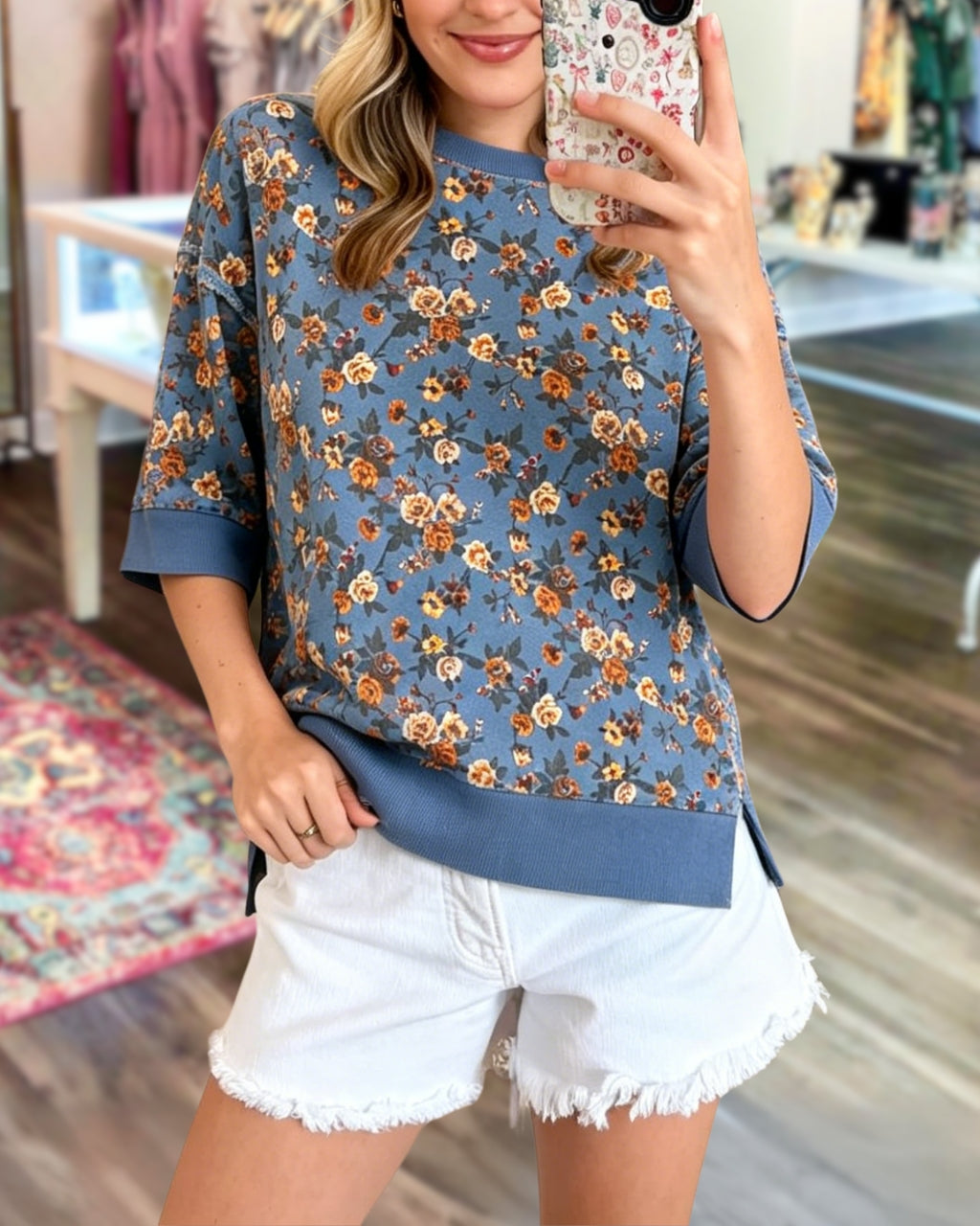 Retro Floral Pattern Top