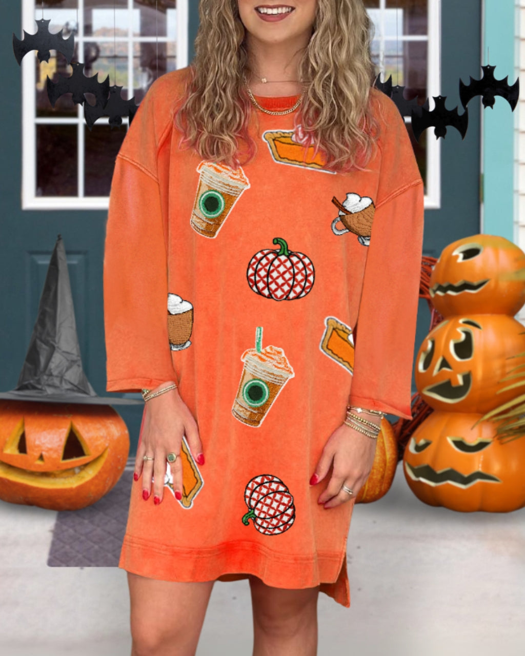 Sequin Pumpkin Spice Latte Dress