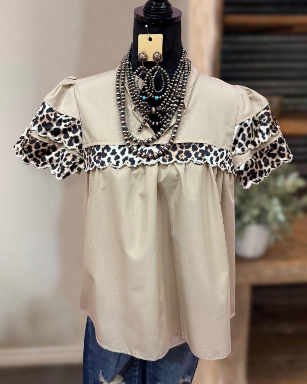 Leopard Trim Chic Top