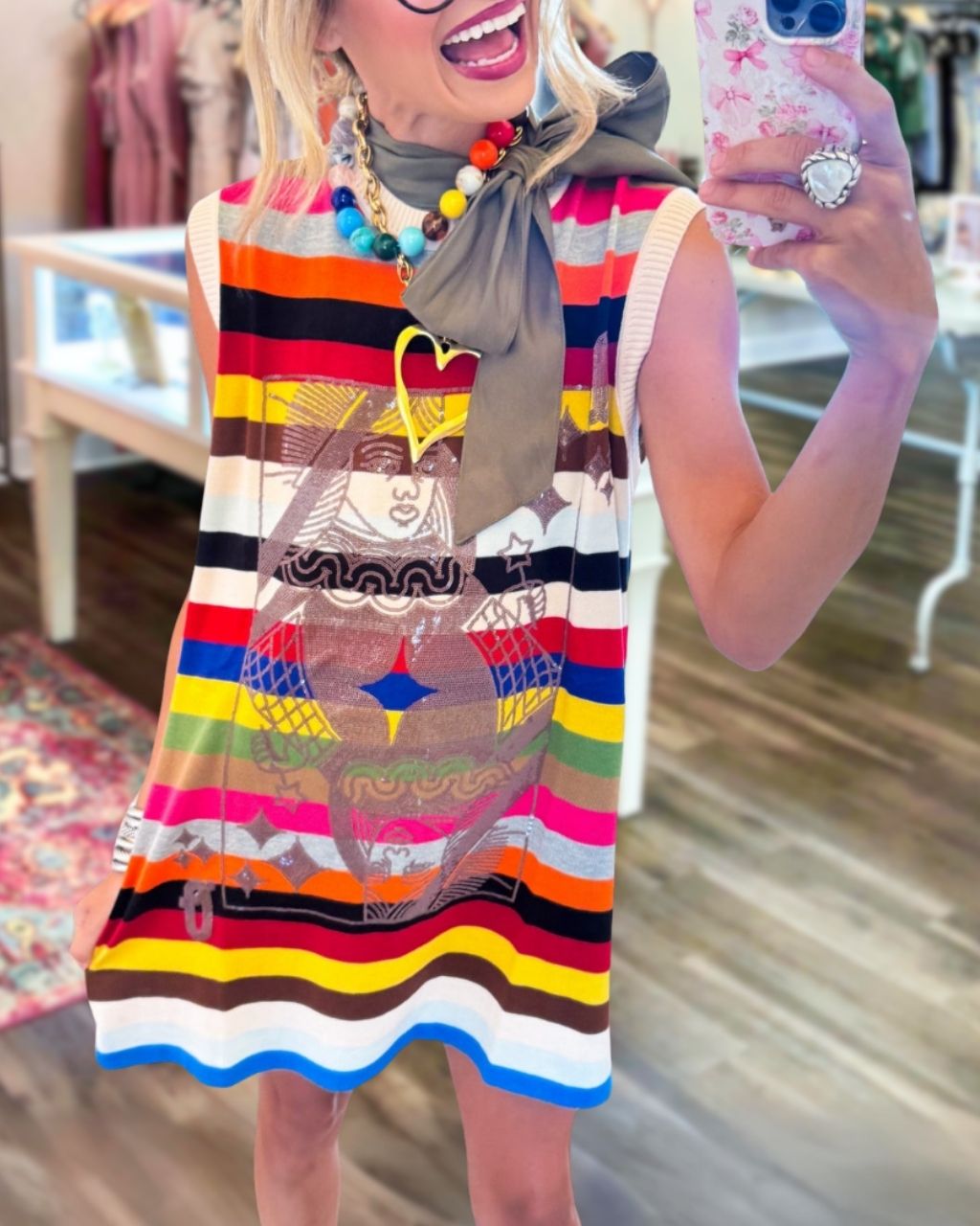 Poker Queen Colorful Striped Dress
