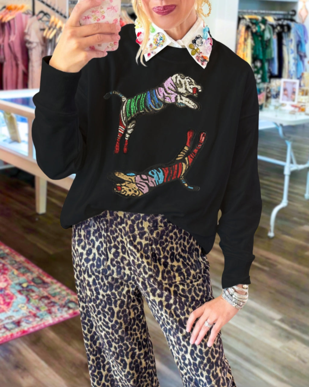 Twin Tiger Sequin Sweatshirt