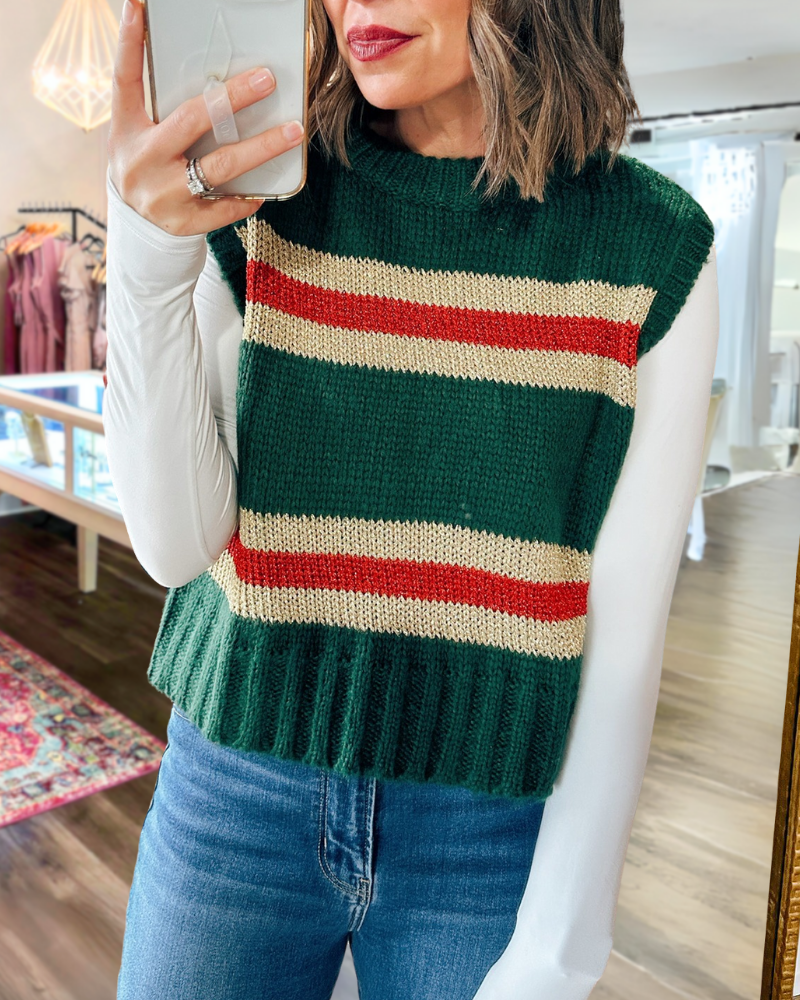 Colorblock Knit Vest Sweater