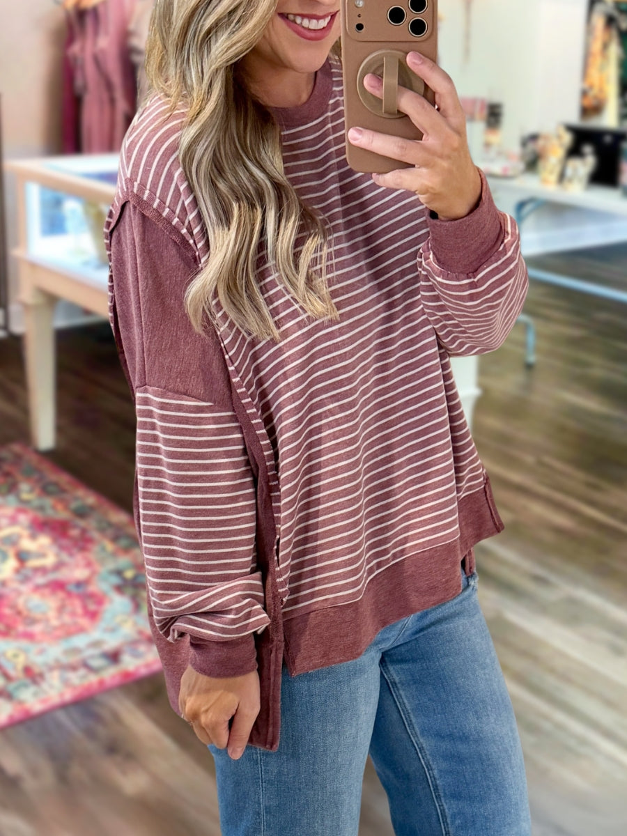 Stylish Striped Color-Block Pullover