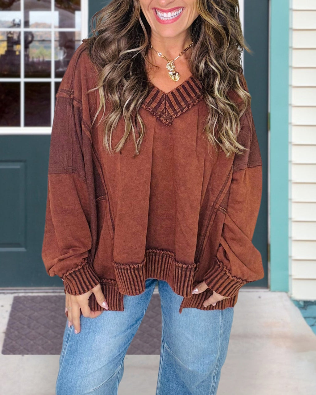 Day Night  V-Neck Sweatshirt
