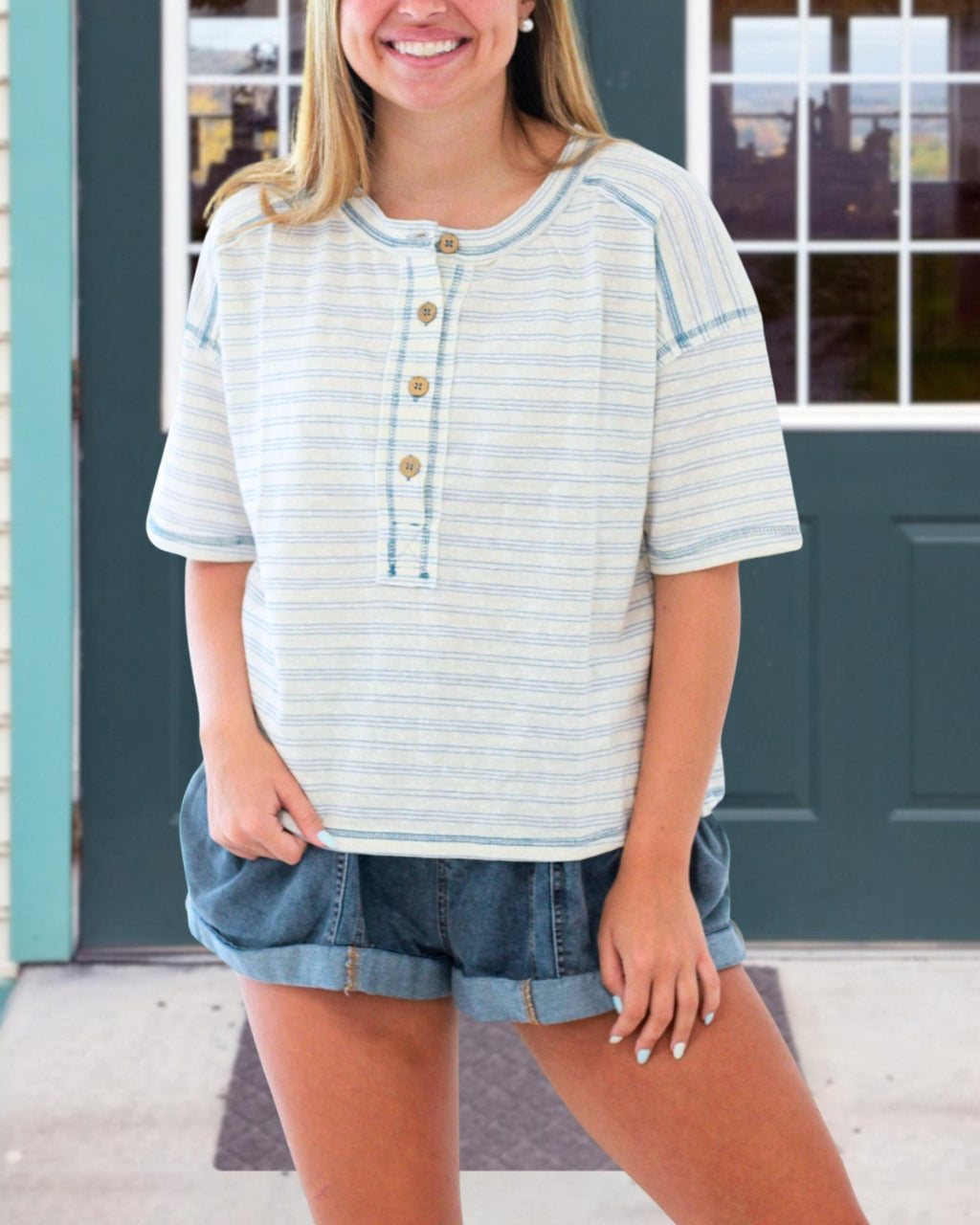 Dockside Cool Striped Henley Tee