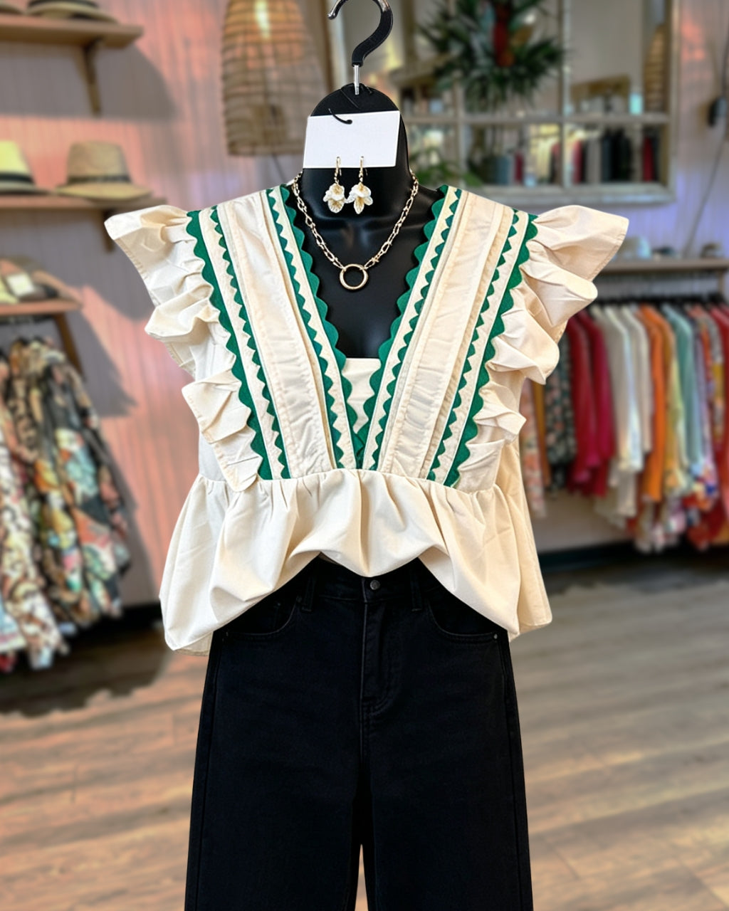 Subtle Detail  Wave Trim Blouse