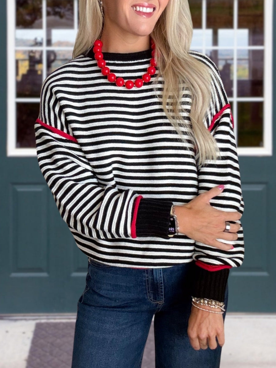 Color-Block Striped Pullover