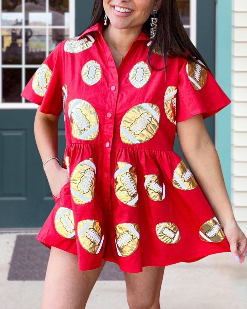 Football Gold Foil Game Day Romper