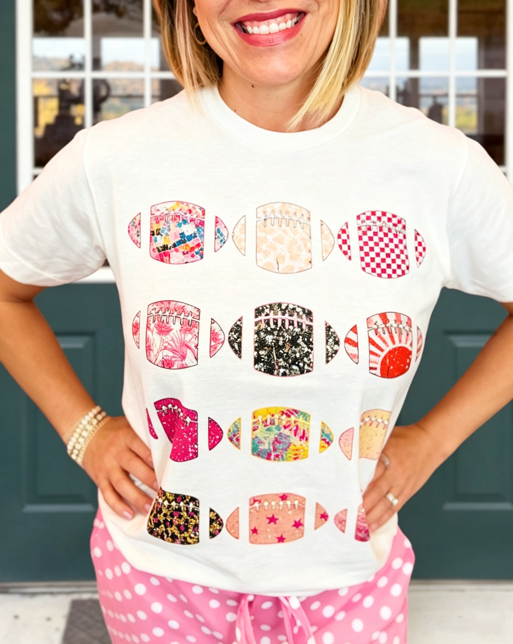 Football-Themed Mixed Print Tee
