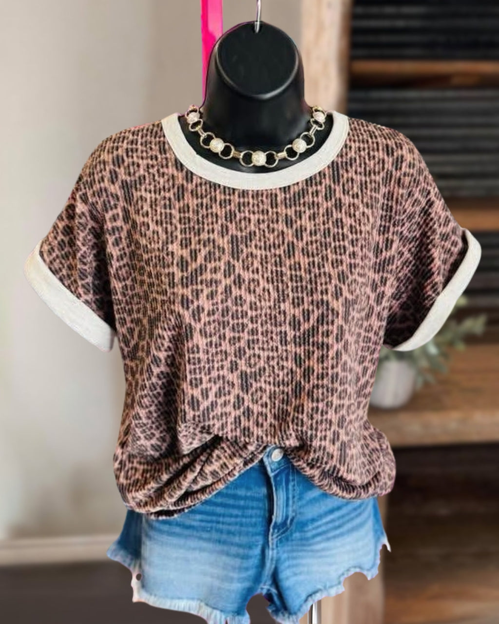 Leopard Ribbed Tee