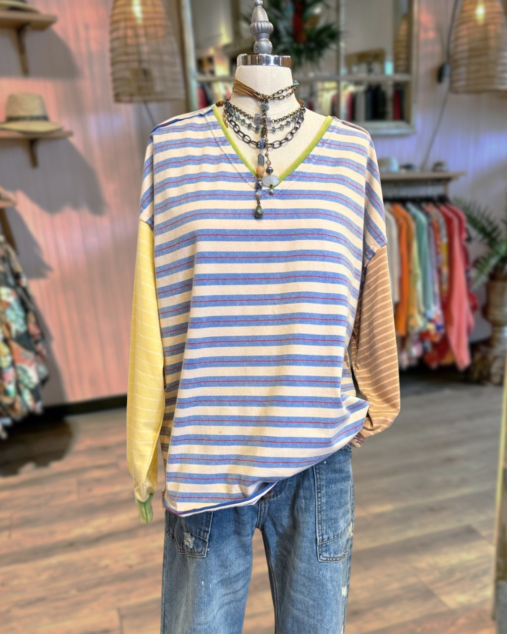 Striped Color-block Casual Pullover