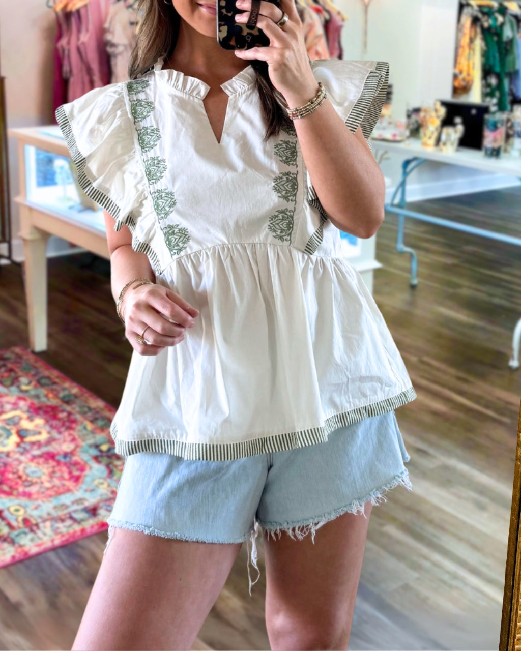 Ruffled Sleeves Embroidered top
