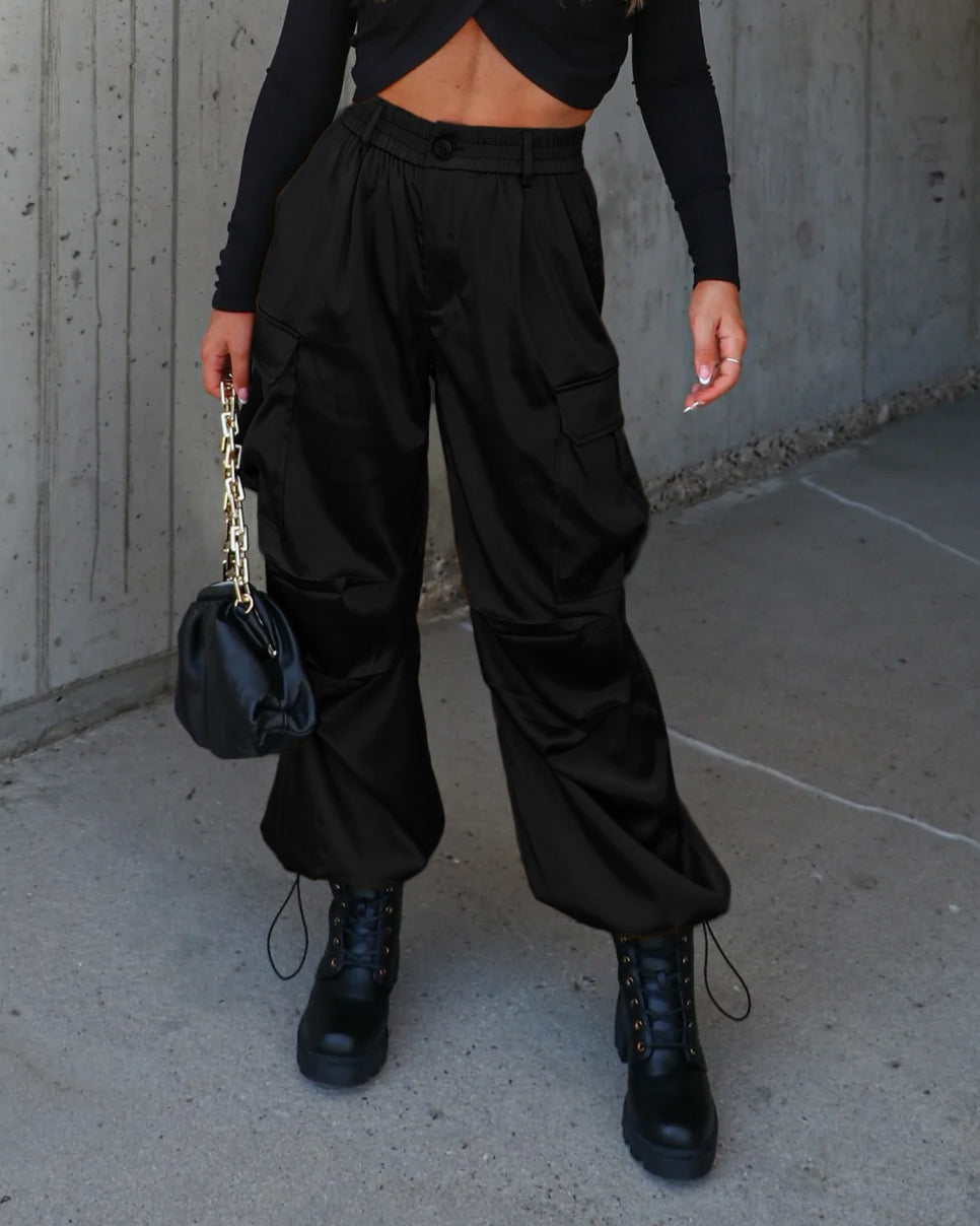 Satin Parachute Cargo Pants