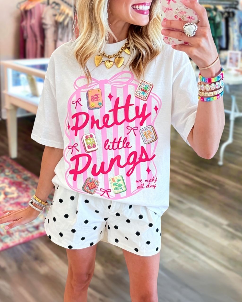Pretty Mahjong Striped T-shirt