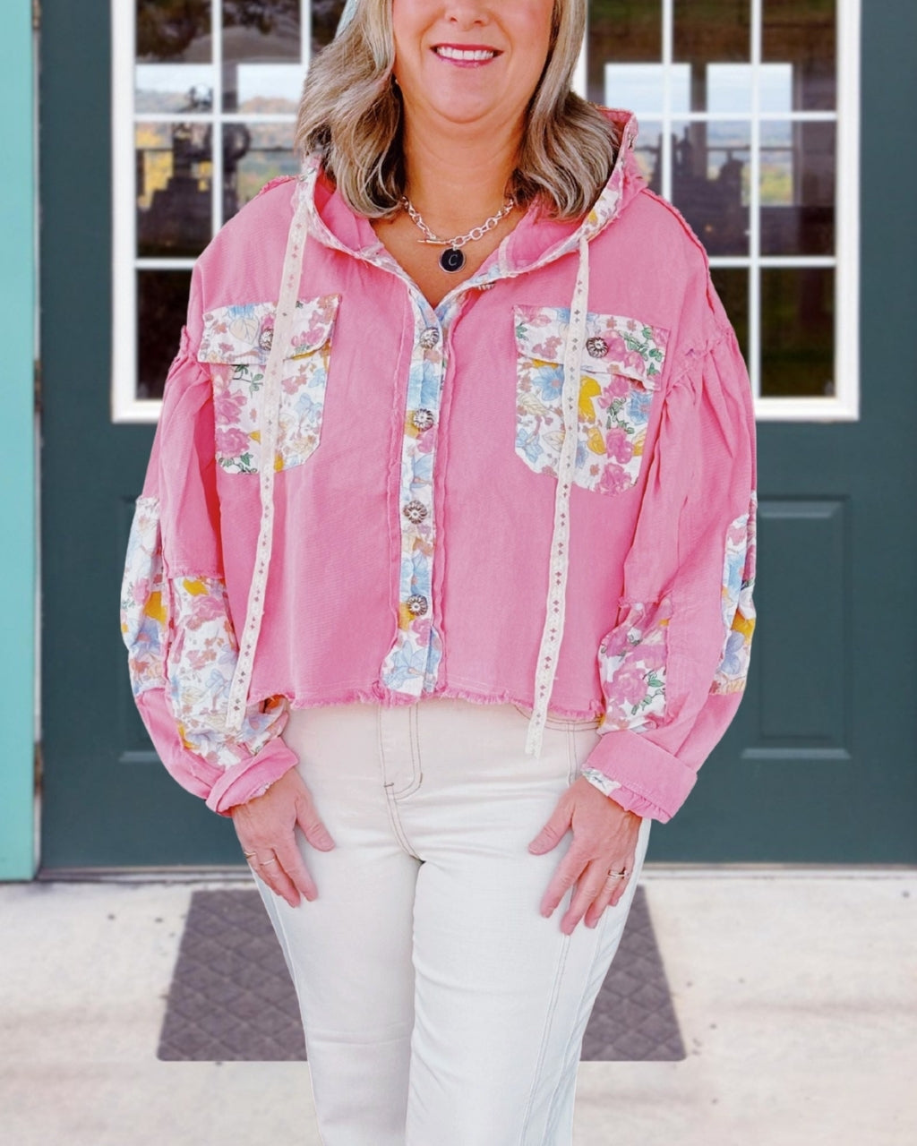 Floral Washed Raw Edge Jacket