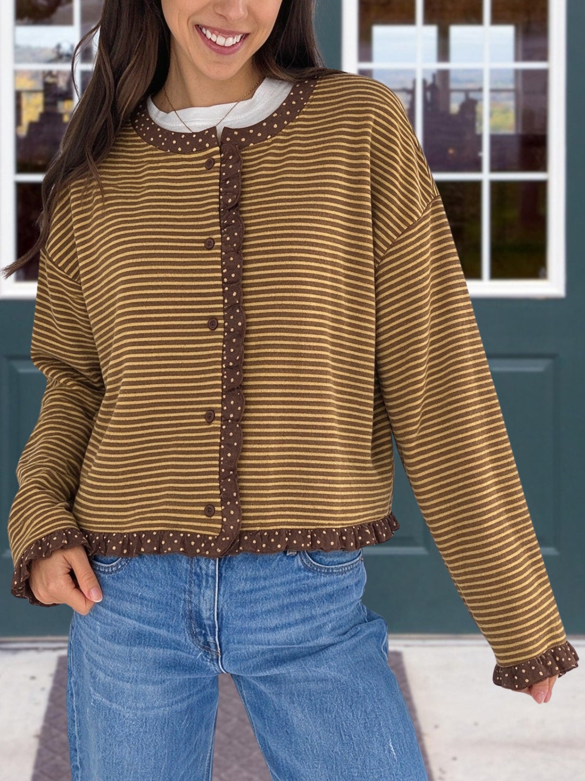 Polka Dot Striped Cardigan