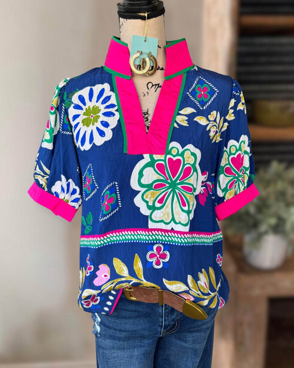 Unique Floral V-neck Satin Top