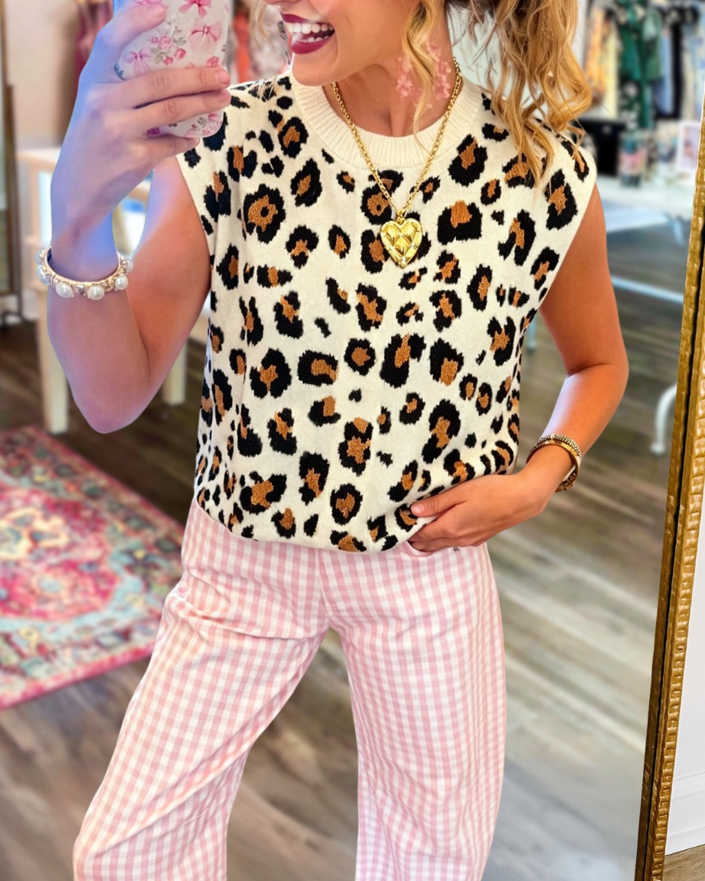 Leopard Cap-Sleeve Top