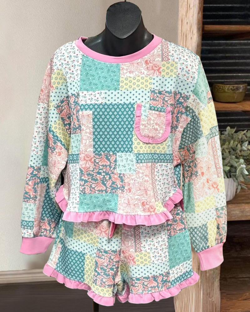 Floral Quilted Ruffled Set