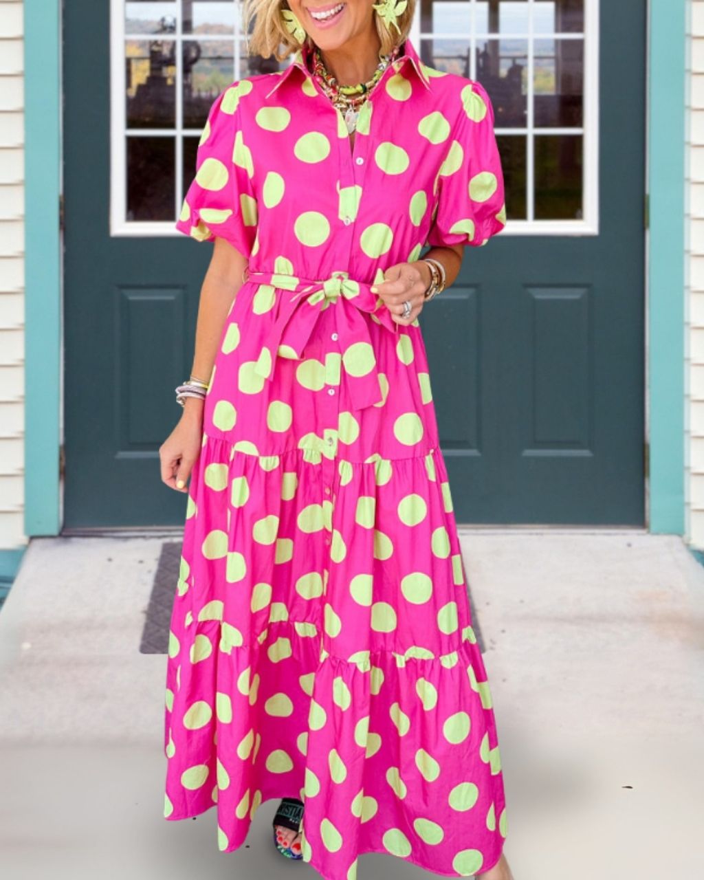 Stylish Polka-Dot Maxi Dress
