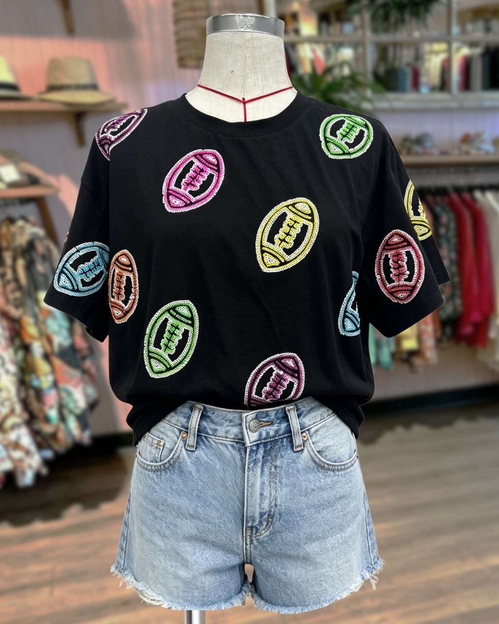 Football Game Day Colorful Sequin T-shirt