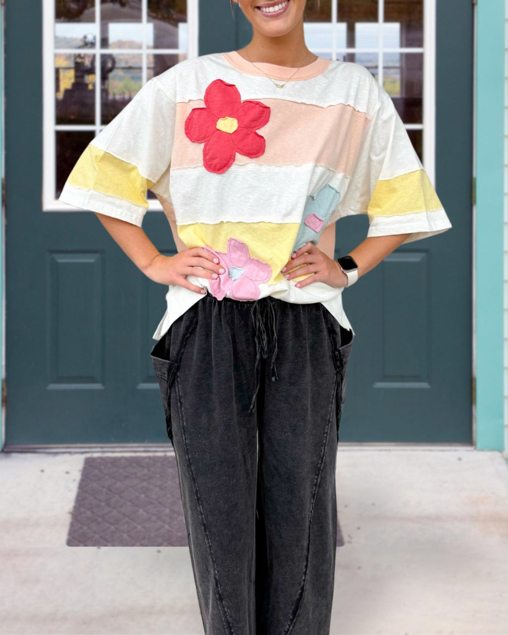 Flower Patchwork Oversized Tee