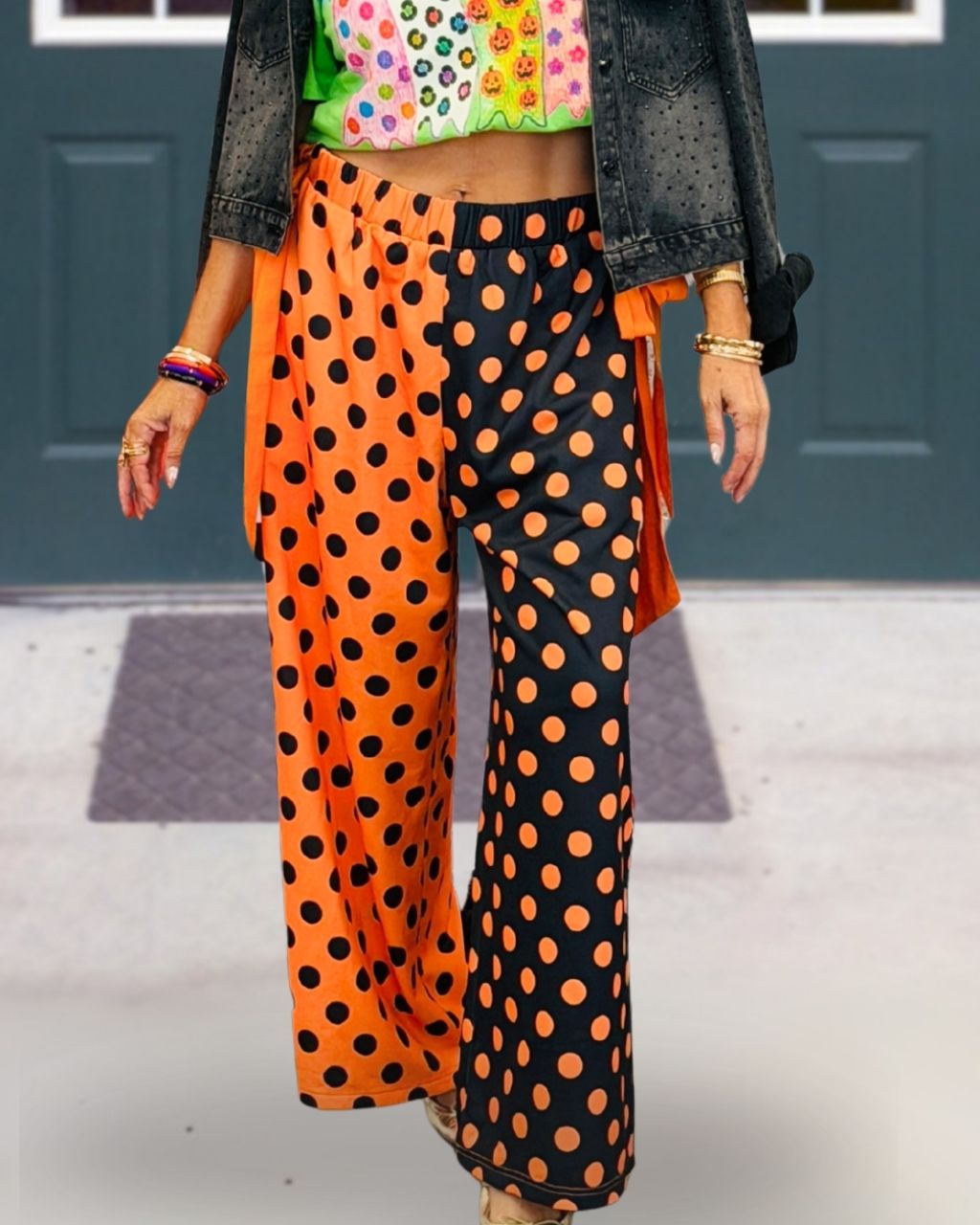 Halloween Contrast-colored Polka Dot Pants