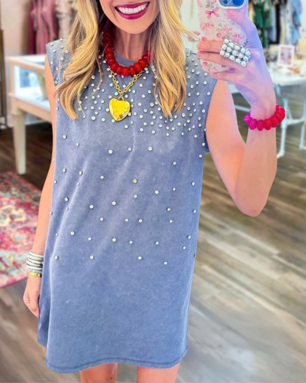 Rhinestone Sleeveless Mini Dress