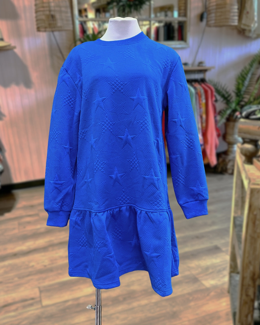 Star-textured Crew Neck Dress