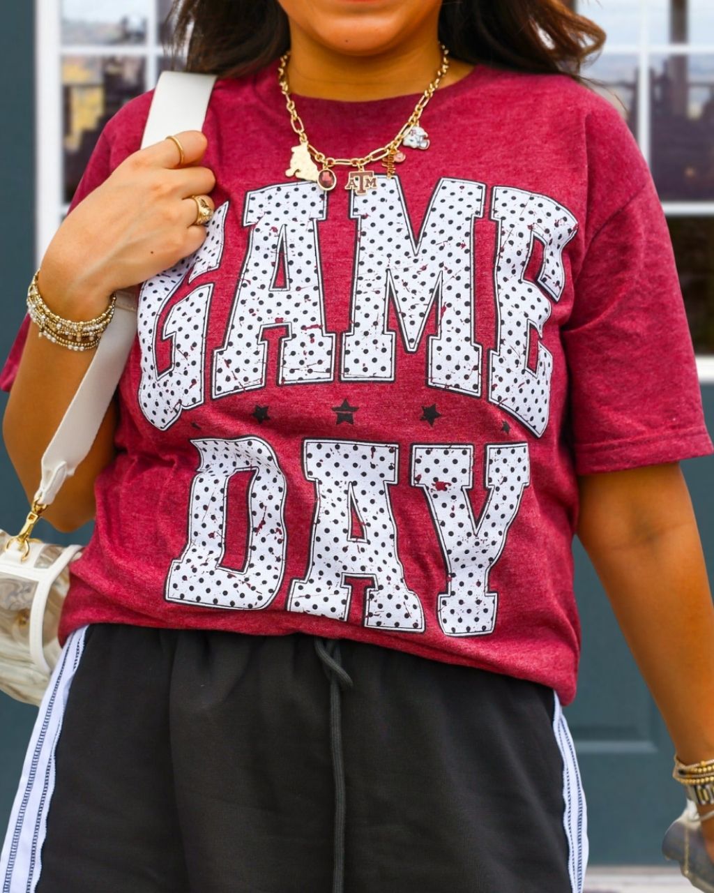 Game Day Polka Dot Star Print T-shirt