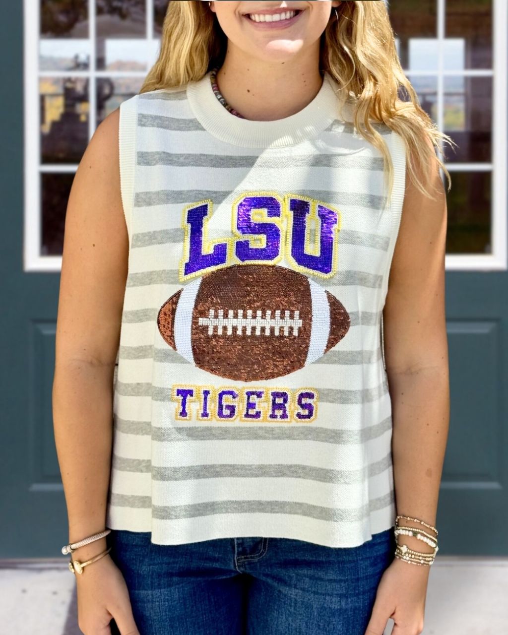 Sequin Sleeveless Football Top
