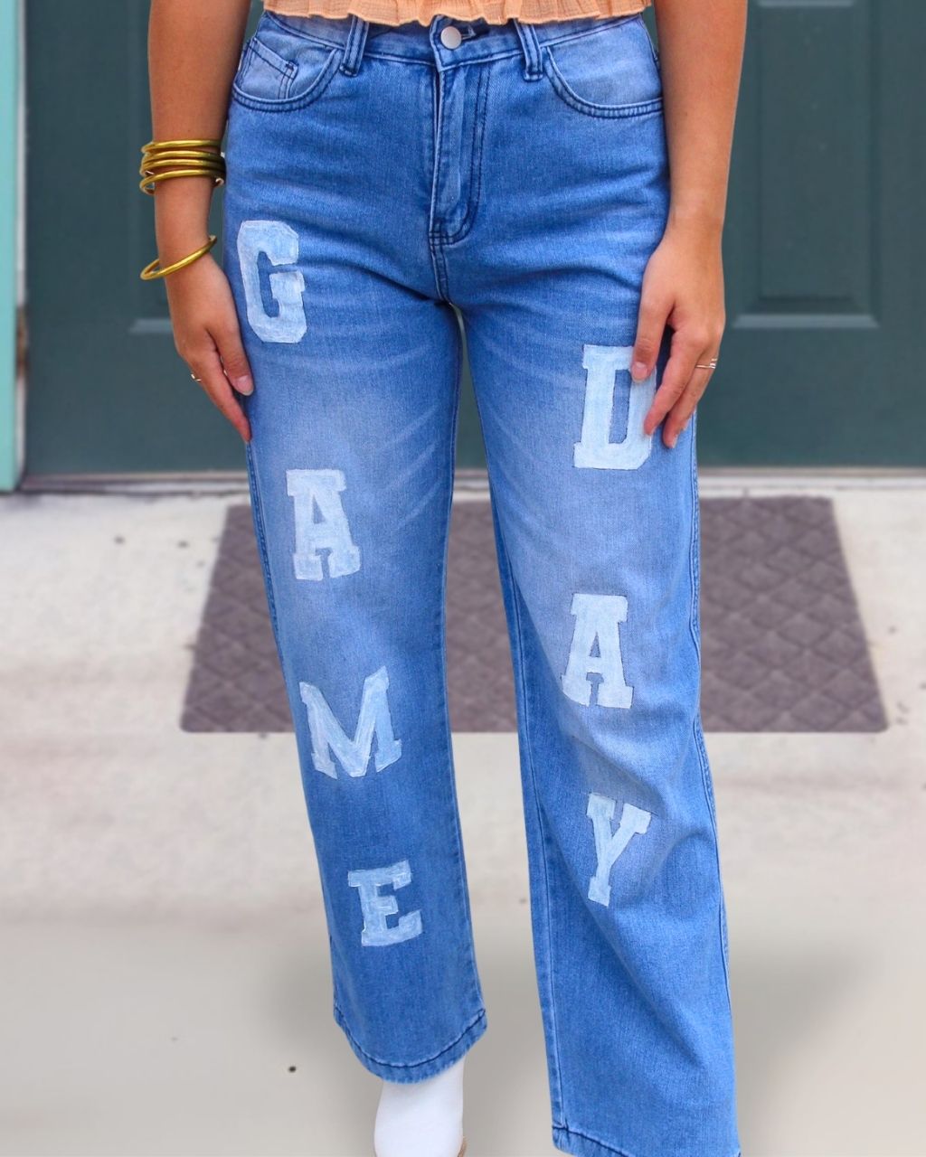 Game Day Football-Print Jeans