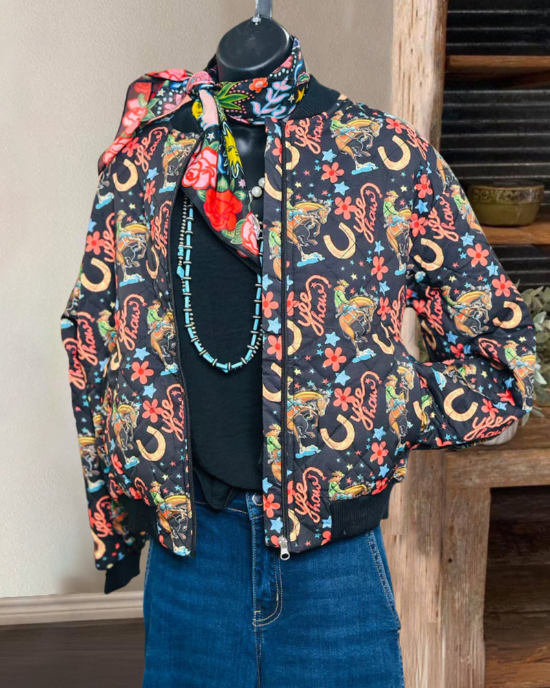 YeeHaw Cowboys Quilted Jacket