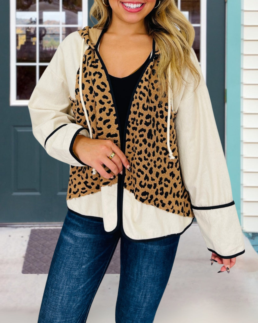 Playful Leopard Hoodie Jacket