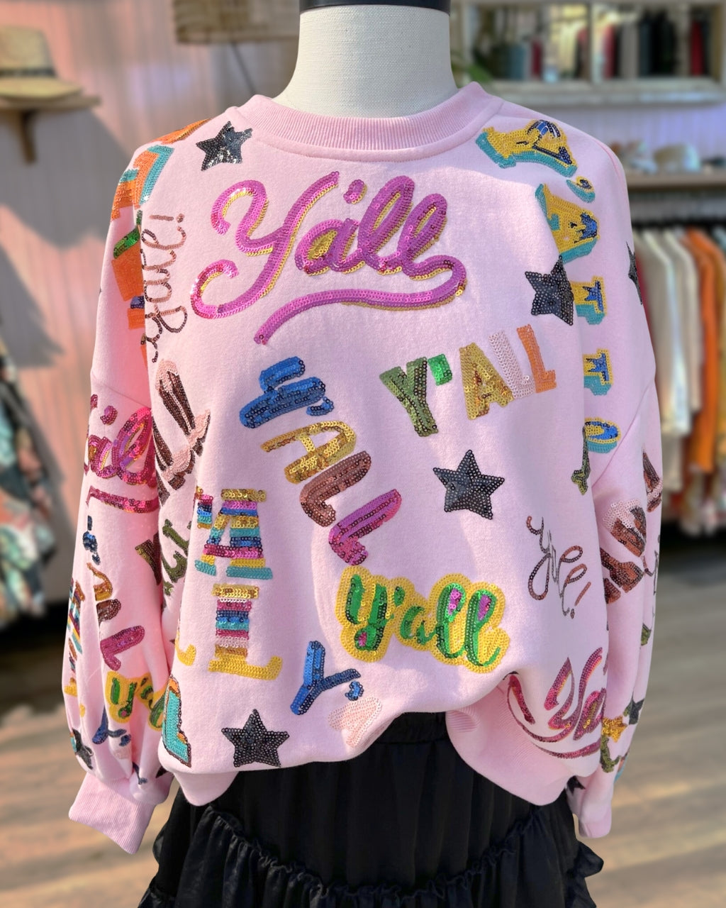 Y'All All Sequin Pullover