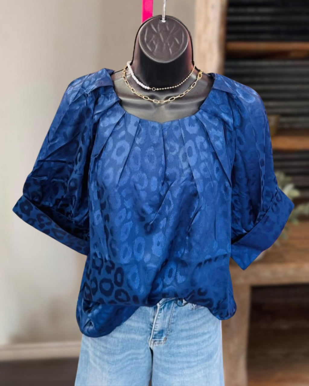 Ruffled Leopard Satin Top