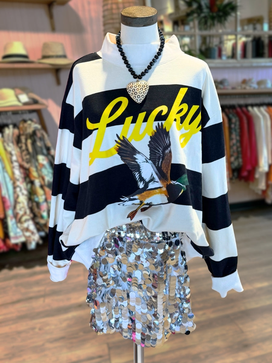 Lucky Mallard Striped Print Top